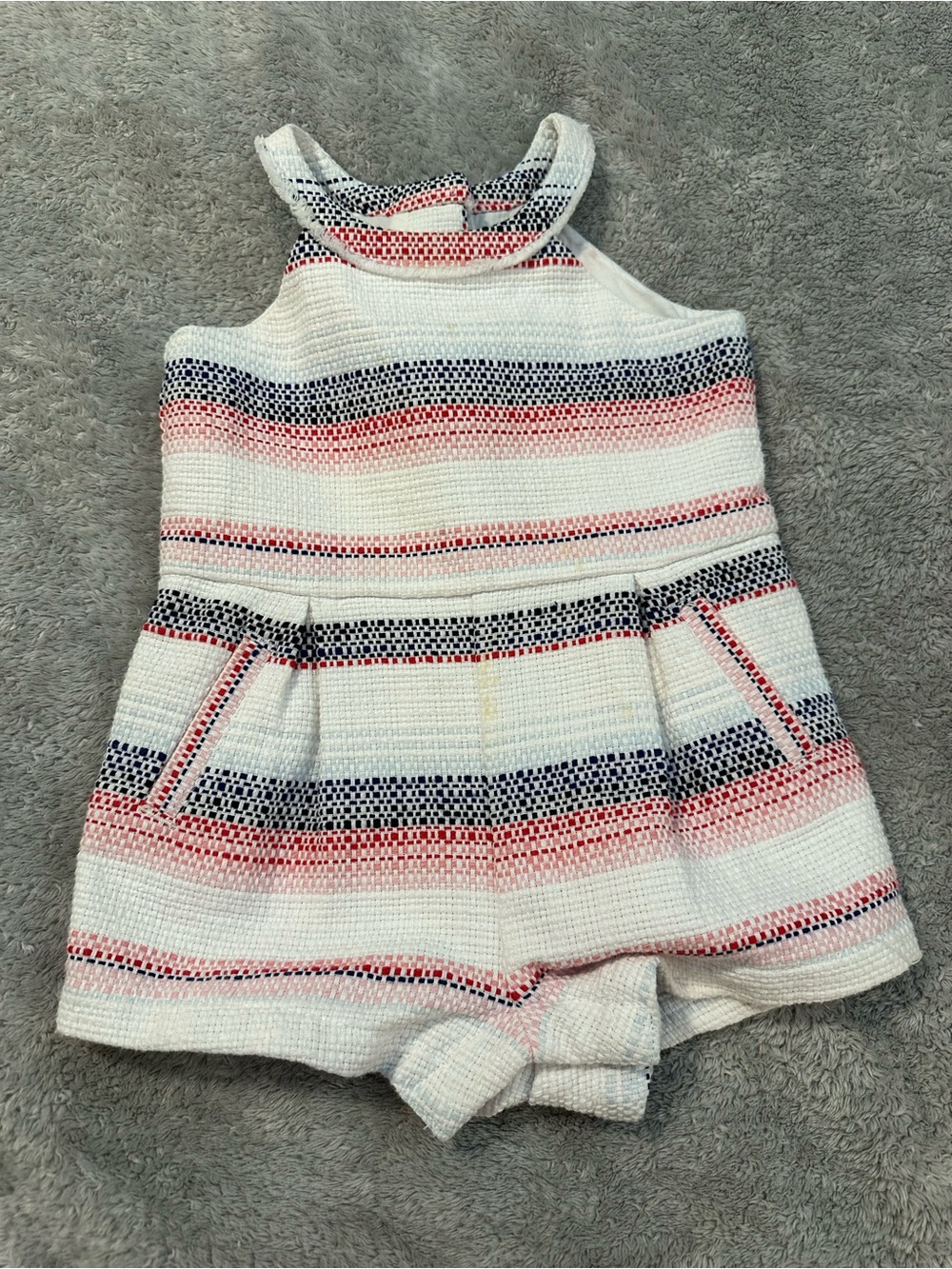 Janie and Jack Red, White and Blue Tweed Romper